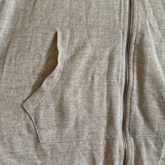 Lightweight Oatmeal Hooded Zip Up Cardigan Jacket - Picture 3 of 7